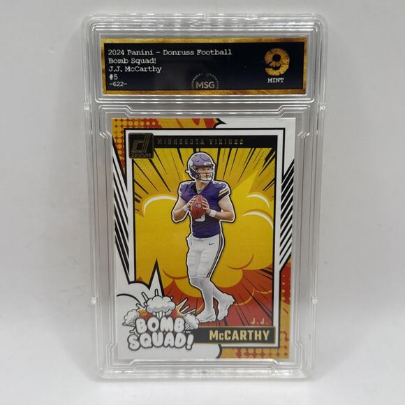 NFL Other - 2024 Panini Donruss - Bomb Squad J.J. McCarthy #5 (RC) Graded 9 NFL Vikings